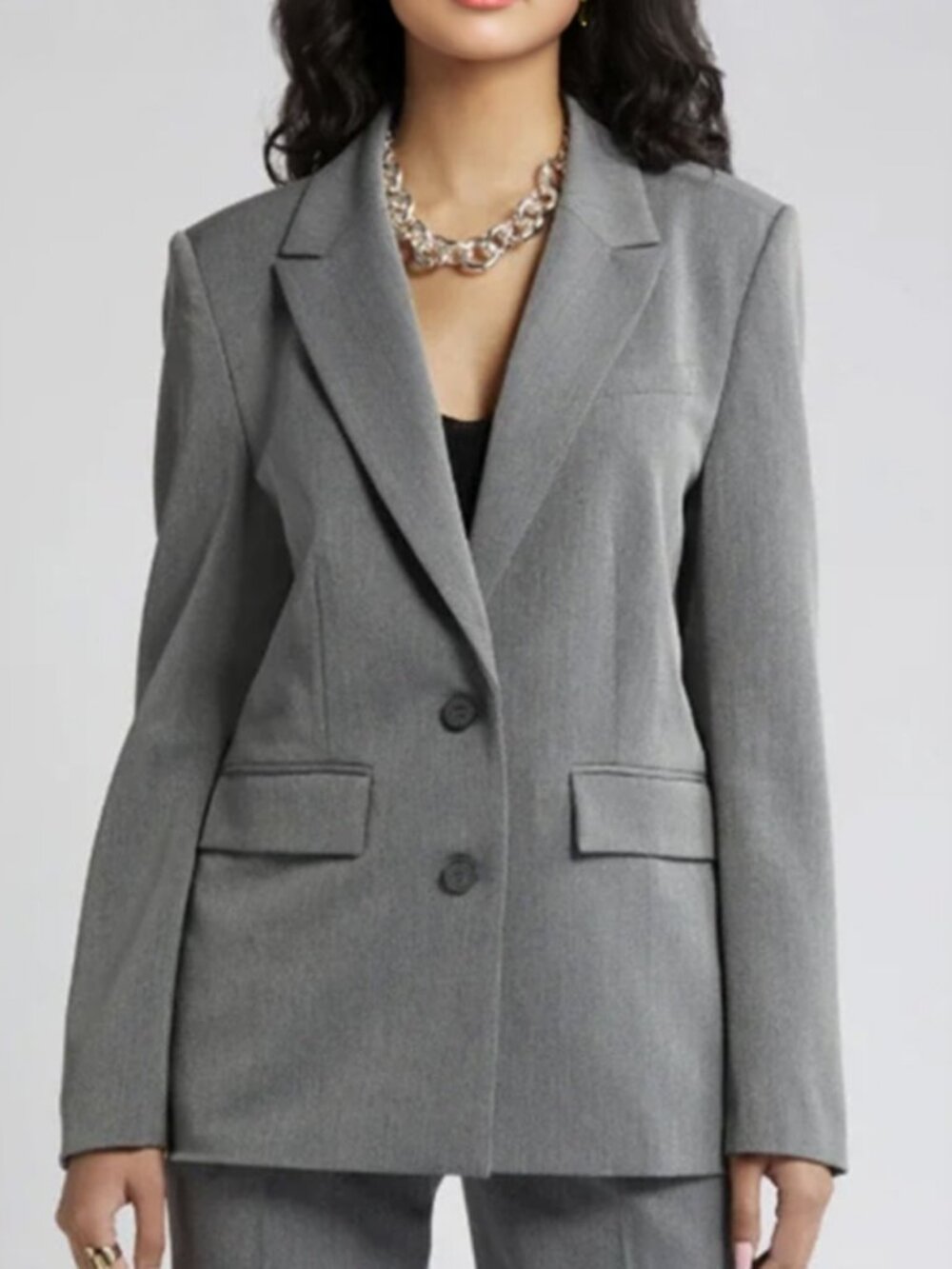 Open Edit Light Gray Blazer Tailored Business Office Size XS
